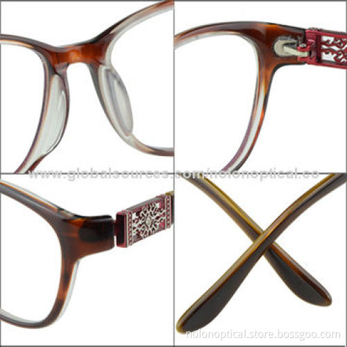 Retro Vintage Brown Women's Eyeglasses with Chinese Style Deco